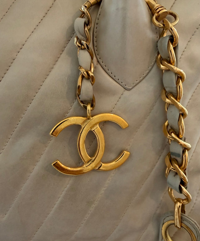 Chanel Top Handle Bowler Bag – Tan Calfskin with Crossbody Strap