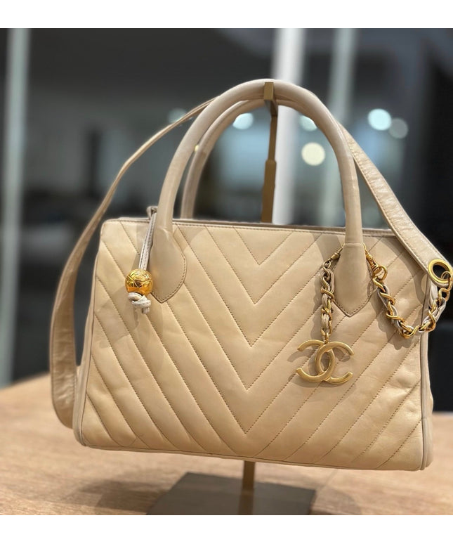Tan top handle bag