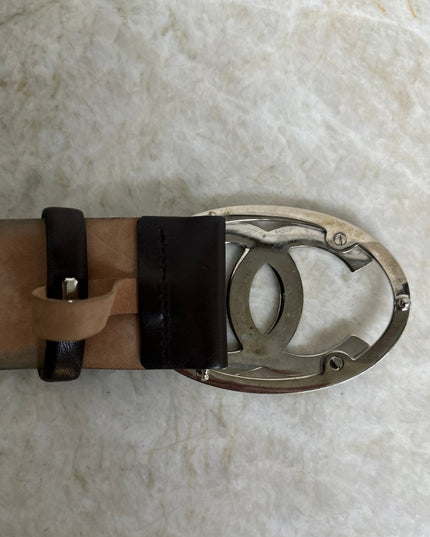 Chanel black leather belt