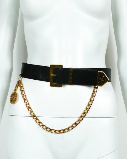 Chanel black leather belt