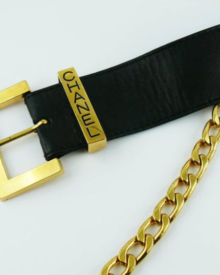 Chanel black leather belt