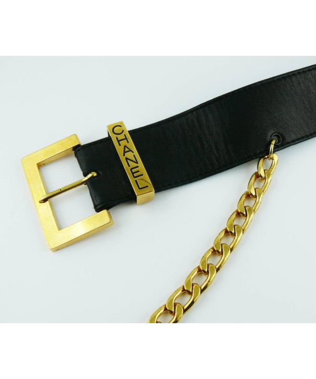 Chanel black leather belt