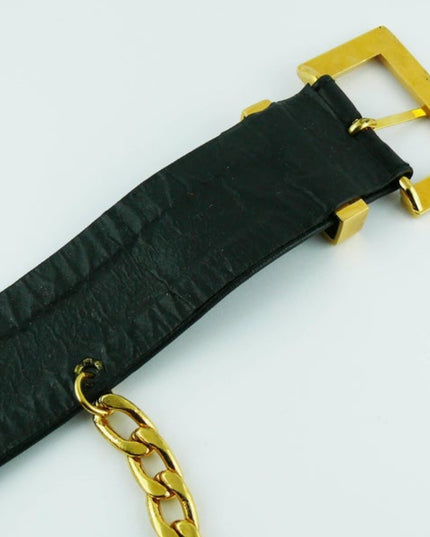 Chanel black leather belt