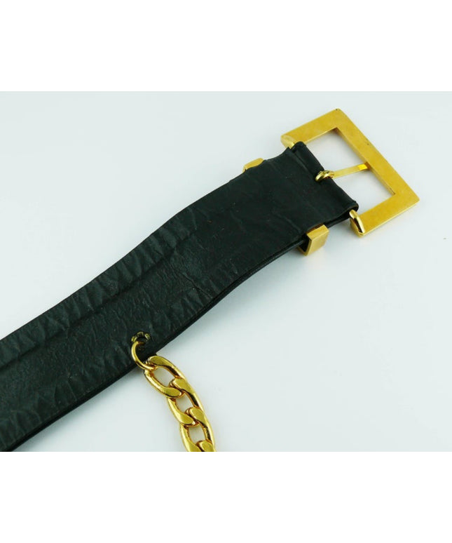 Chanel black leather belt