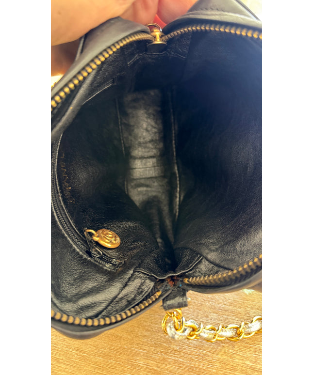 Small silver black tassel camera bag