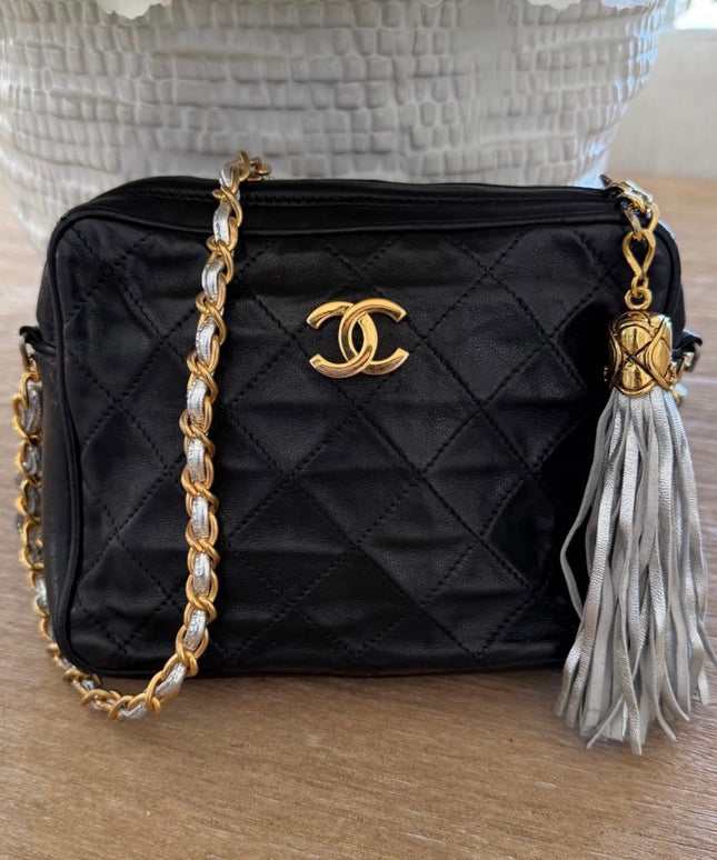 Chanel Small Tassel Camera Bag – Black Lambskin