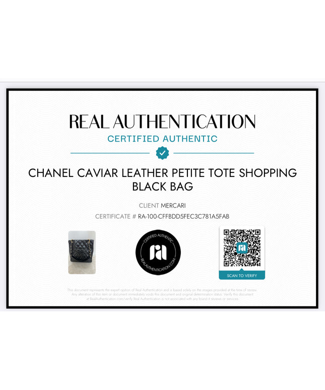 SOLD! Chanel black caviar Petite shopping Bag PST tote