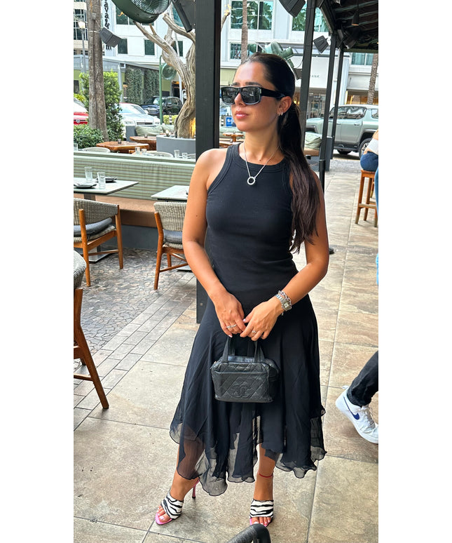Sold!! CHANEL Matelasse Hand Bag Caviar Skin Black Silver CC