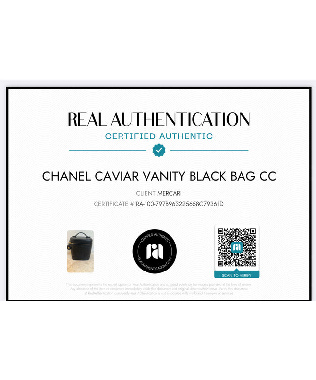 Chanel black caviar leather vanity top handle bag with removable strap