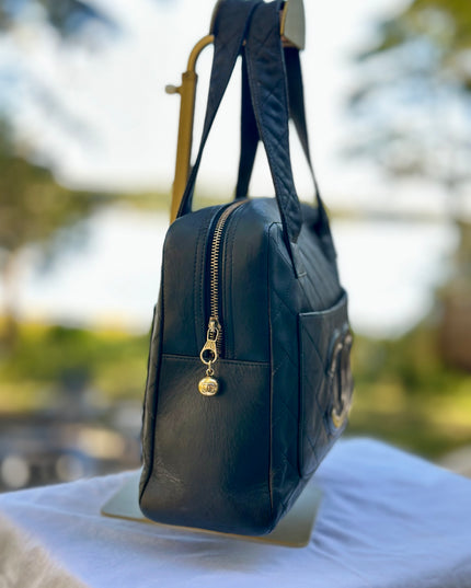 CHANEL Black Cologne quilted handbag