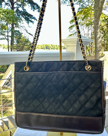 SOLD!!  Authenticated Chanel leather & suede chain tote