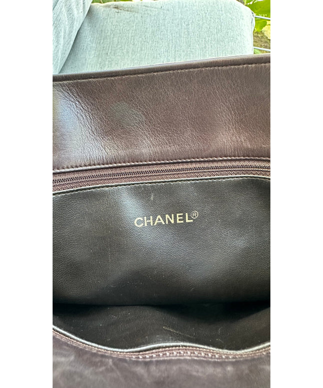 Authenticated Chanel leather & suede chain tote