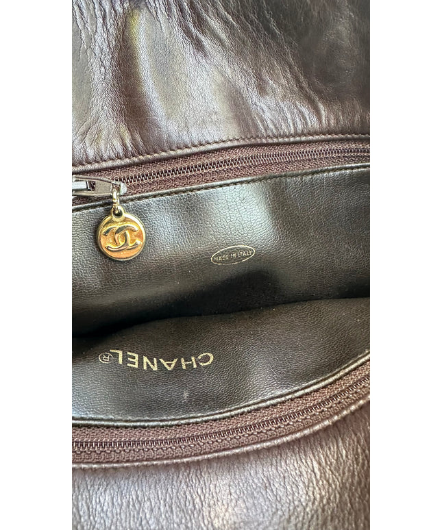 Authenticated Chanel leather & suede chain tote
