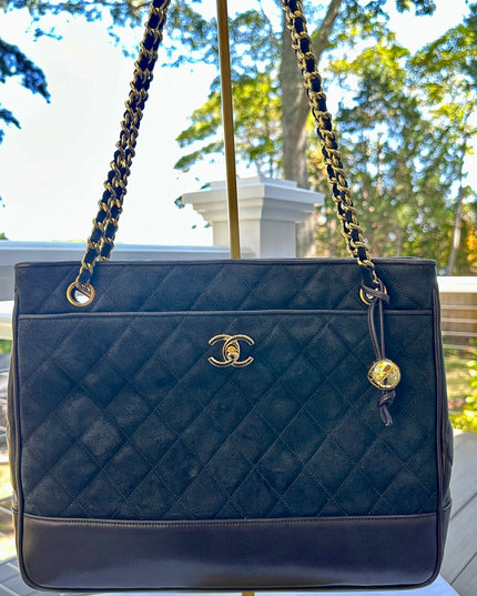 SOLD!!  Authenticated Chanel leather & suede chain tote