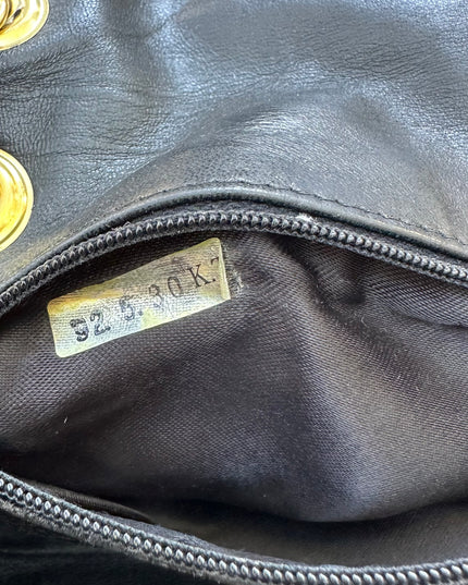 SOLD! Chanel black leather flap chain bag
