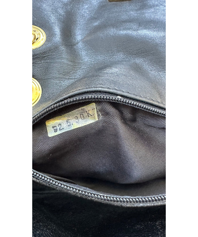 Chanel black leather flap chain bag