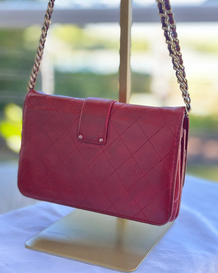 Chanel red leather flap Chanel wallet on chain&nbsp;