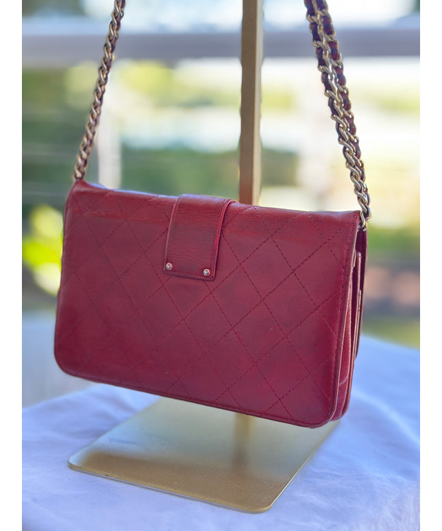 Chanel red leather flap Chanel wallet on chain&nbsp;