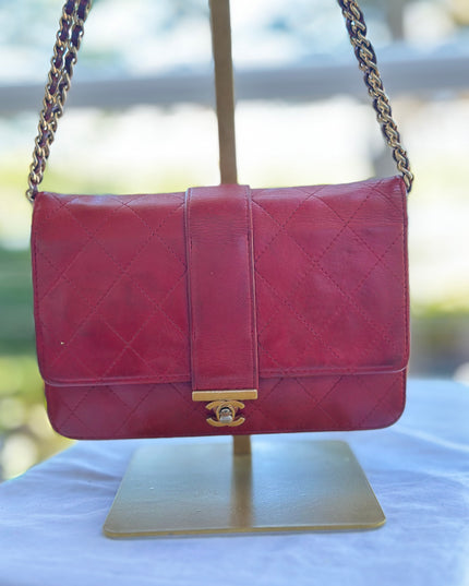Chanel red leather flap Chanel wallet on chain&nbsp;