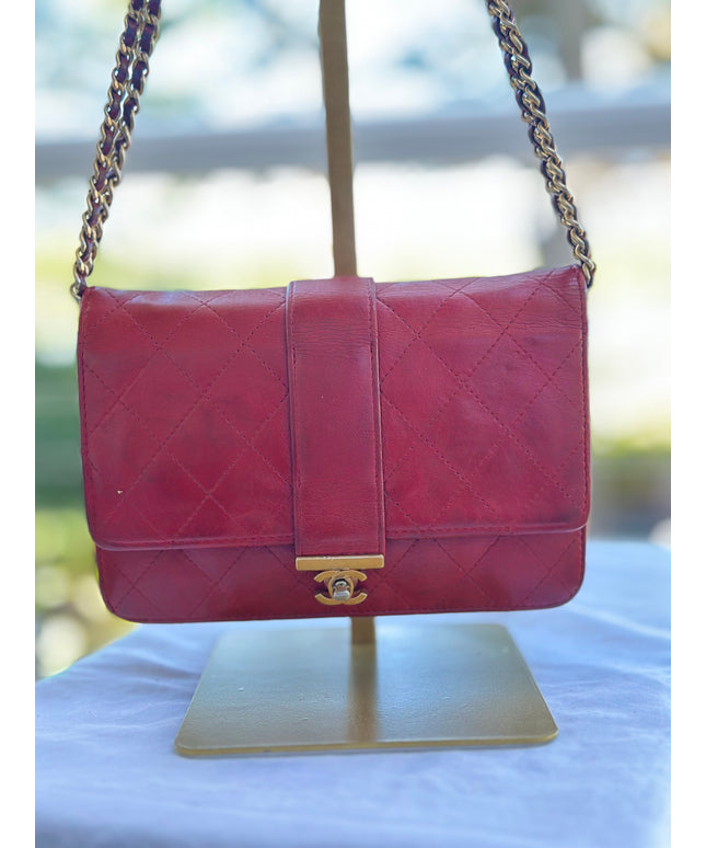 Chanel red leather flap Chanel wallet on chain&nbsp;