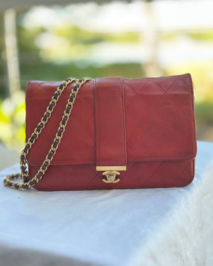 Chanel red leather flap Chanel wallet on chain&nbsp;