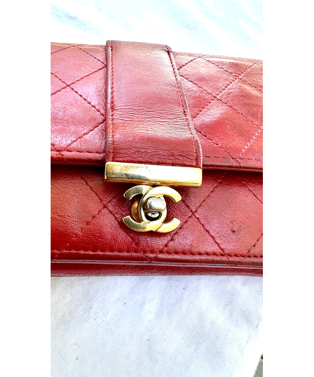 Chanel red leather flap Chanel wallet on chain&nbsp;