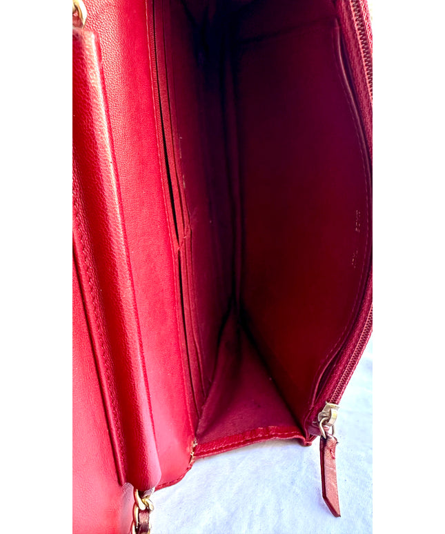 Chanel red leather flap Chanel wallet on chain&nbsp;