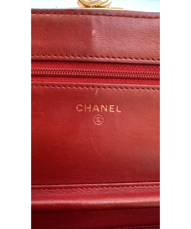 Chanel red leather flap Chanel wallet on chain&nbsp;