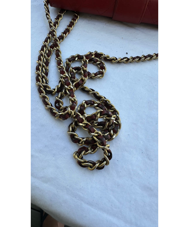 Chanel red leather flap Chanel wallet on chain&nbsp;