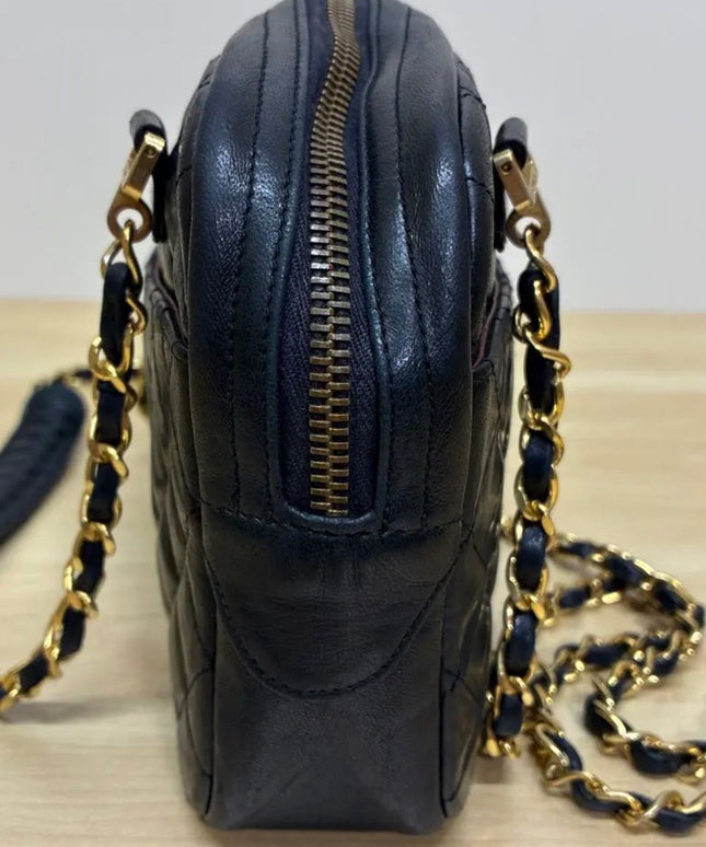 Chanel Zippered Chain Crossbody Bag – Black Leather
