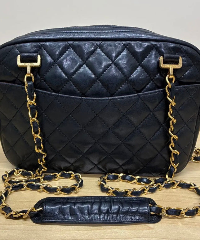 Chanel Zippered Chain Crossbody Bag – Black Leather