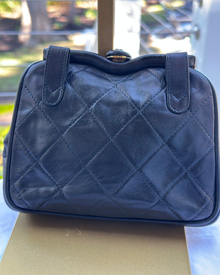 Chanel Matelassé black Lambskin belt Bag with chain