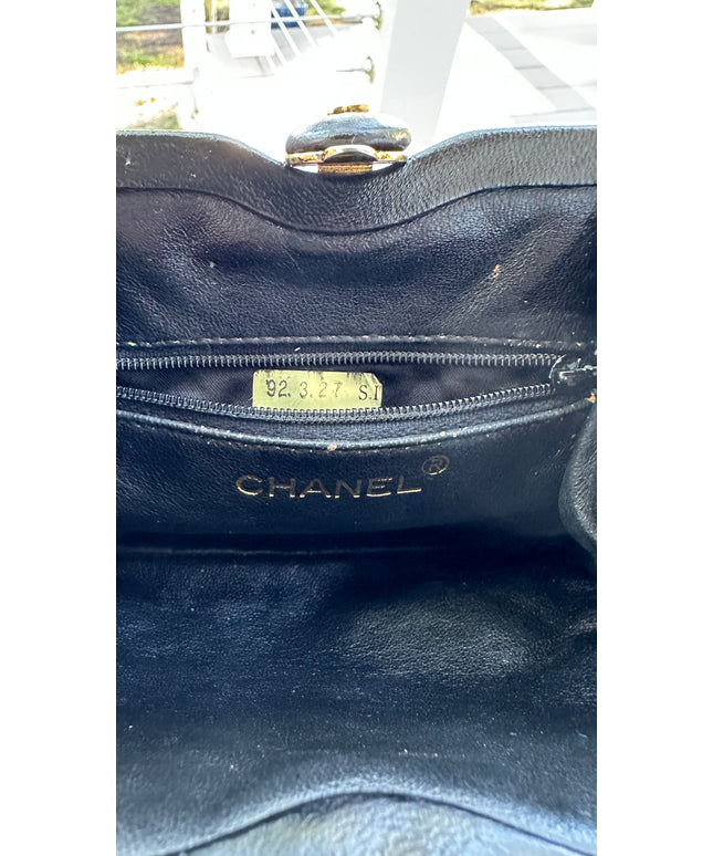 Chanel Matelassé black Lambskin belt Bag with chain