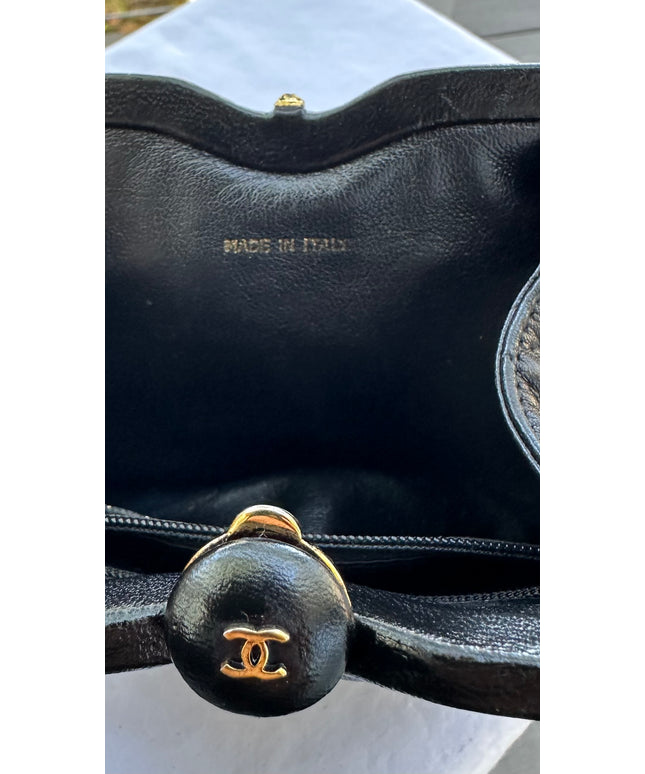 Chanel Matelassé black Lambskin belt Bag with chain