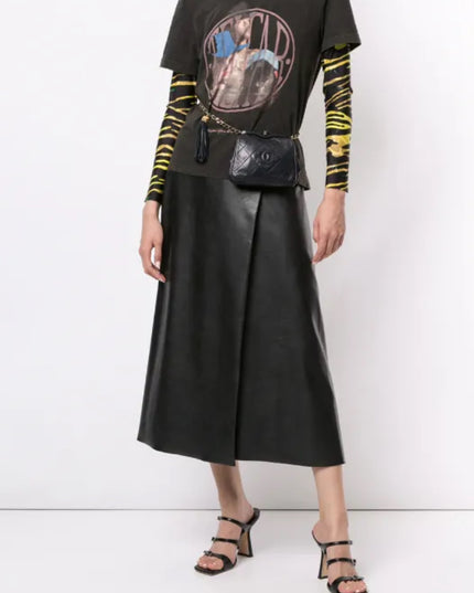 Chanel Matelassé black Lambskin belt Bag with chain