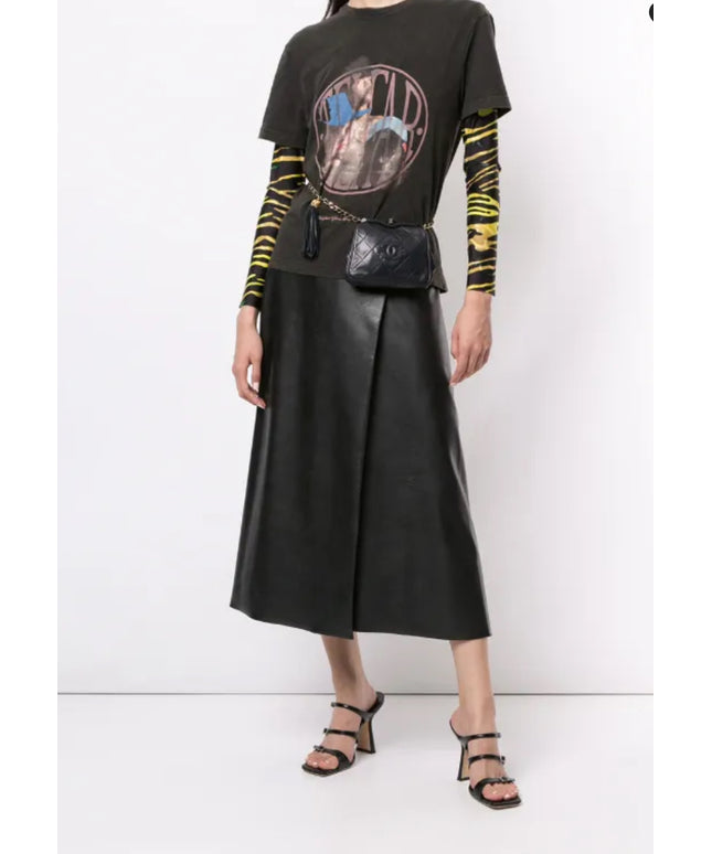 Chanel Matelassé black Lambskin belt Bag with chain