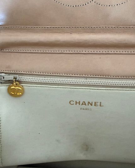 Tan classic flap chain crossbody bag