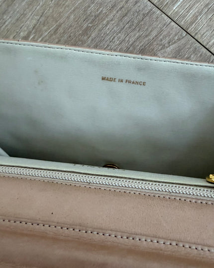 Tan classic flap chain crossbody bag