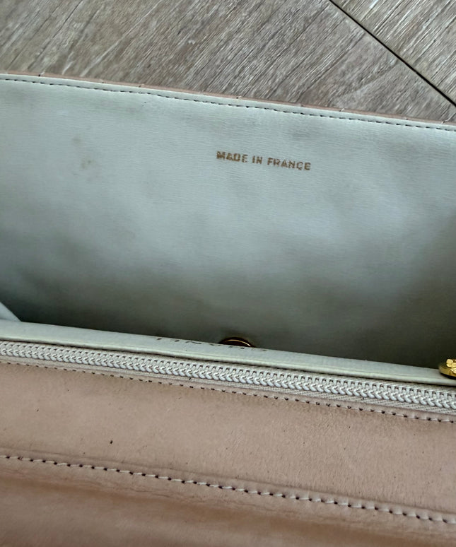 Chanel Quilted Flap Bag – Tan Leather with Turn Lock and Chain