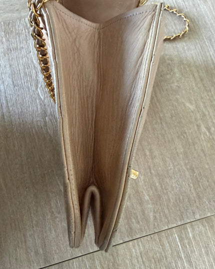 Tan classic flap chain crossbody bag