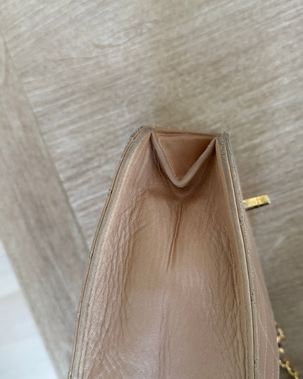 Tan classic flap chain crossbody bag