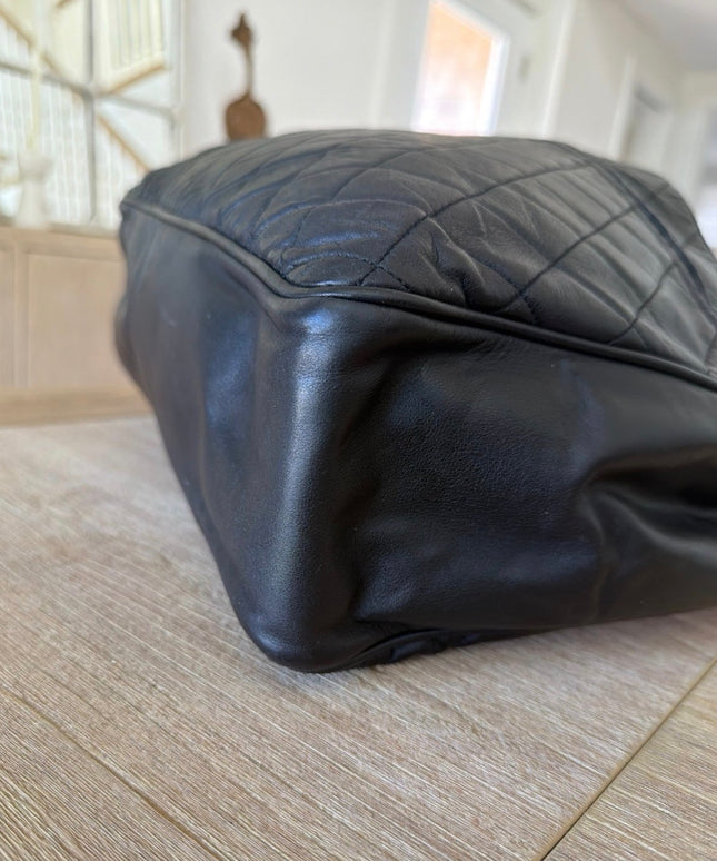 Chanel Large Chain Turn-Lock Tote – Black Quilted Leather