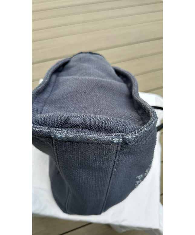 Authentic chanel deauville blue denim embroidered totE