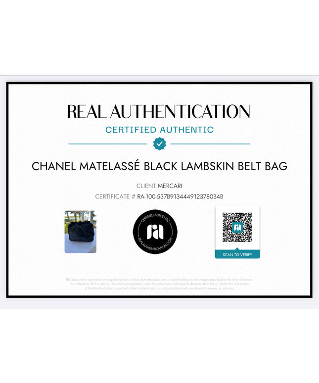 Chanel Matelassé black Lambskin belt Bag with chain