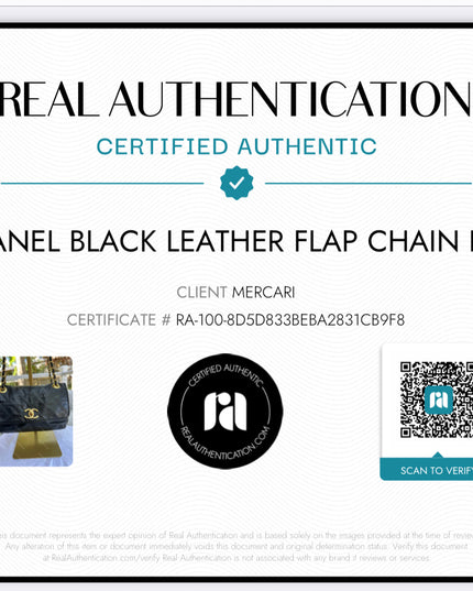 SOLD! Chanel black leather flap chain bag