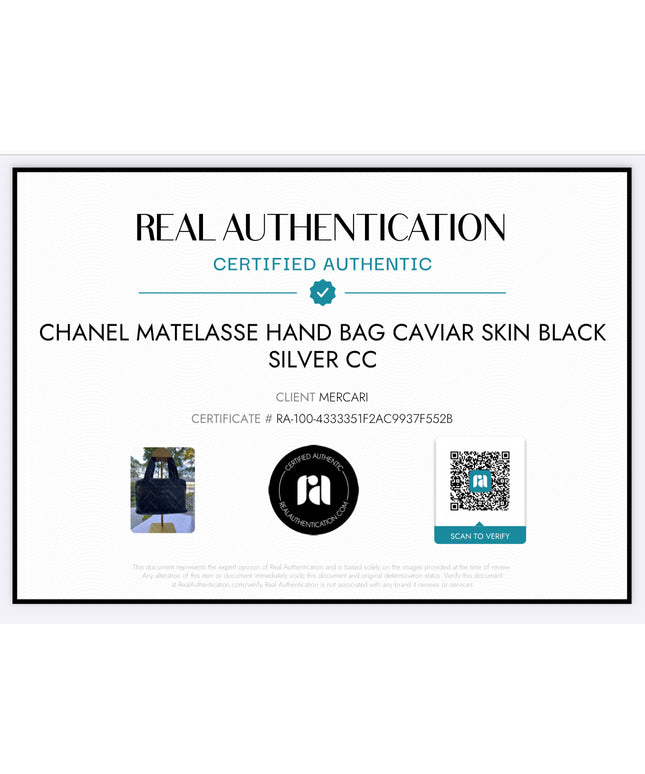 Sold!! CHANEL Matelasse Hand Bag Caviar Skin Black Silver CC