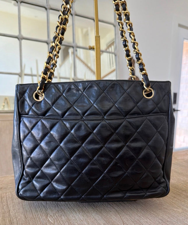 Chanel Chain Turn-Lock Shoulder Tote – Black Quilted Leather