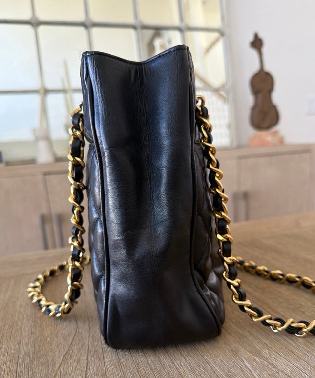 Chanel Chain Turn-Lock Shoulder Tote – Black Quilted Leather