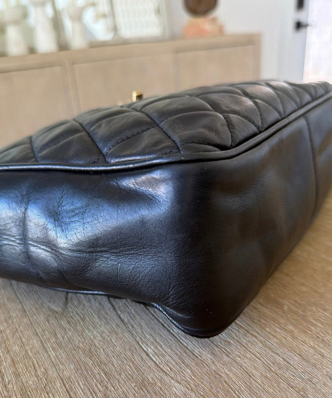 Chanel Chain Turn-Lock Shoulder Tote – Black Quilted Leather