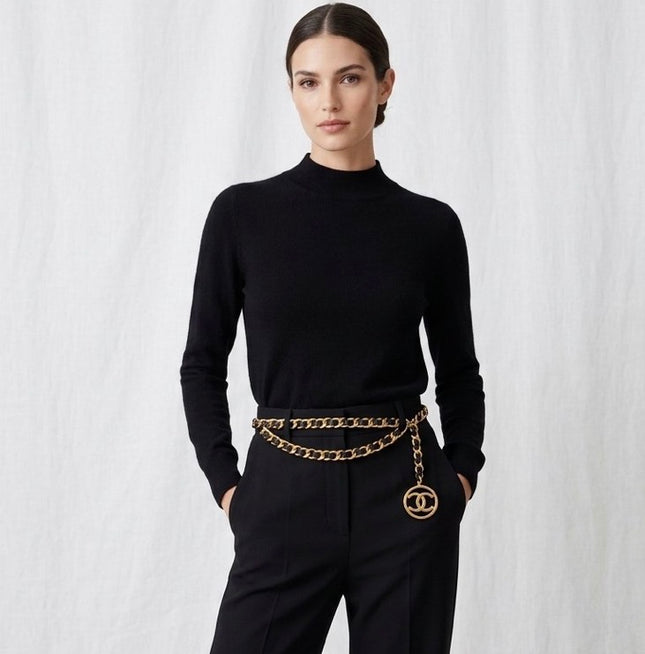 Chanel Heavy Chain Belt with Black Leather